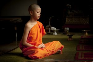 monk in temple meditating